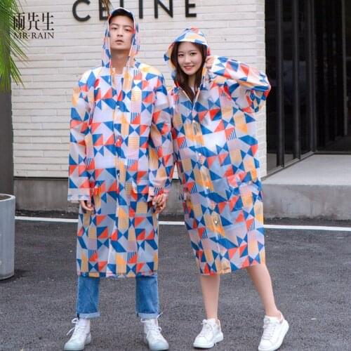 New Stylish Long Raincoat Waterproof Raincoat Backpack Raincoat Plastic Raincoat Female Male Raincoat Eva Raincoat