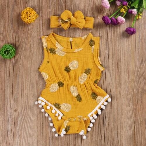 Pudcoco Newborn Baby Girl Clothes Sleeveless Knitted Cotton Dot Print Tassel Romper Jumpsuit Headband 2Pcs Outfits Sunsuit