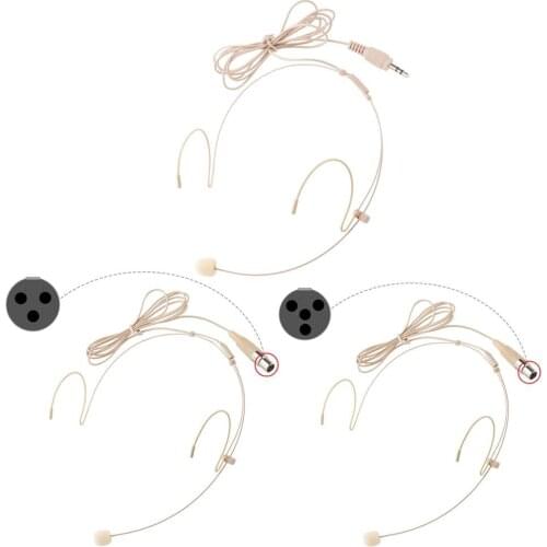 3.5mm Plug/XLR 3 Pin/XLR 4 Pin Connector High-Quality Wired Omni-directional Headset Headworn Microphone with Double Earhook