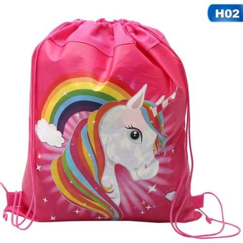 Drawstring Unicorn Backpack Children Kids Waterproof School Bags Cute Animal Fashion Backpacks Colorful Canvas Storage Rucksack