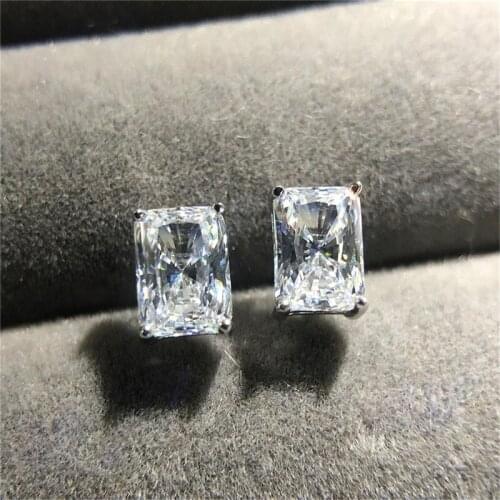 Huitan Luxury Rectangular Cubic Zirconia Stud Earrings Women Wedding Accessories Fashion Contracted Style Versatile Lady Jewelry
