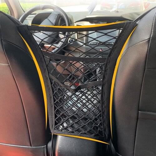 Elastic Mesh Net Car Storage Pocket Cage velcro Grid Handbag Holder Seat Back Car Organizer Net Bag Barrier of Backseat Pet Kids