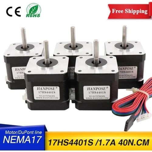 5PCS Nema17 Stepper Motor 42BYGH 1.7A 40N.CM 17HS4401S-D motor 4-lead for cnc 3D printer 42 motor Nema 17 motor