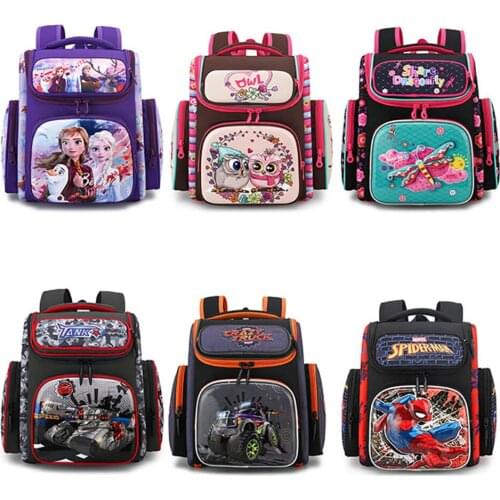 Disney Print Cute Cartoon Child Student Shoulder School Bag Breathable Boys Girl Fashion Trend Spiderman Frozen Print School Bag