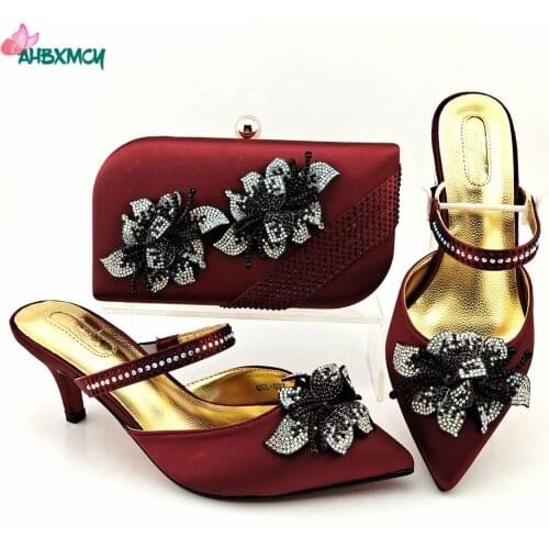 Specials Design Italian Women Shoes and Bag to Match in Wine Color High Quality Slingbacks Pumps for Garden Party