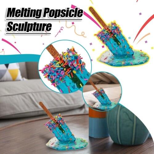 Melting Popsicle Sculpture Pop Art Sculpture Modern Home Decor Polmer Sprinkles Popsicle Stick Sculpture Office Decoration Tools