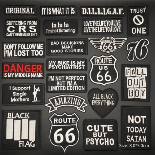 Text Embroidered Striped for Clothing Jacket Rock Band Badge Sewing Iron on Patch Thermoadhesive Applique Clothes Diy Decoration