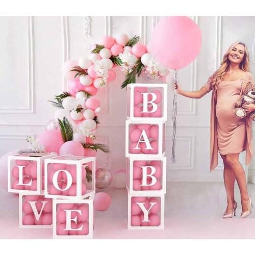 Baby shower name balloon box balloons arch backdrop letter transparent box babyshower one box for baby shower boy girl decor