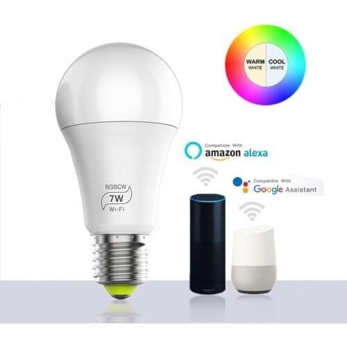 Magic 7W E27 RGB WIFI Led Smart Bulb Light Wireless Smart Home Automation Lamp , 85-265V bulb Compatible For ALexa Google Home