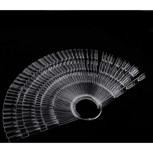50pcs Fan-shaped Nail Art Display Chart Acrylic False Tips Practice Tool - 150 Tips