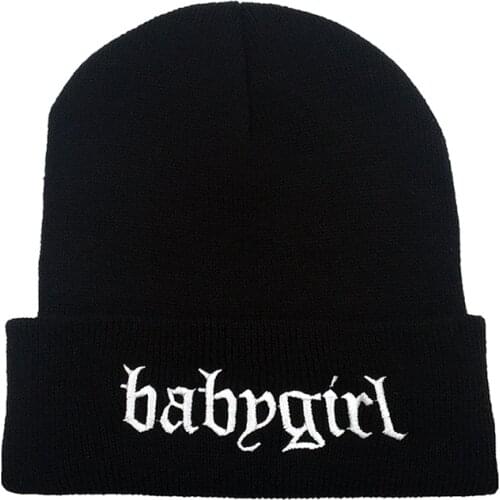 New babygirl letter embroidery knitted beanie hat 100% cotton flexible soft fashion beanies unisex hip hop ski cap warm