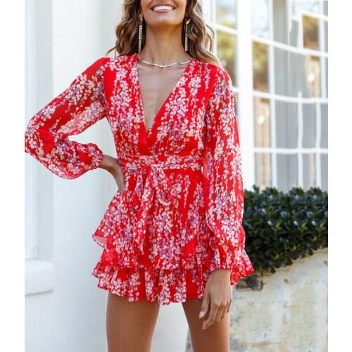 WYWMY Summer Women V Neck Chiffon Print Dress Self-tie Knot Front Ruffles Dress Female Sexy Short A Line Party Vestidos 2021