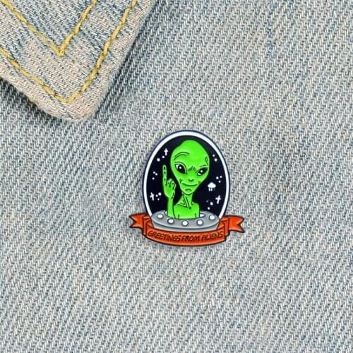XEDZ Alien Badge Fashion Toy Egg Shaped UFO Metal Enamel Brooch Unique Fun Lapel Backpack Jewelry Accessories Gift