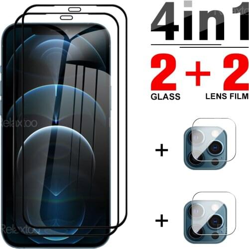 4-in-1 Protective Tempered Glass For Iphone SE 2020 12 Screen Protector For Iphone 12 Pro 12 Pro Max 12 Mini Phone Camera Lens