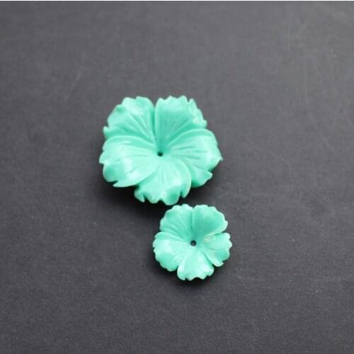 10pieces/lot) Carved 20mm 30mm Flowers Space parts OCEAN BLUE Color Artificial Coral Findings for Jewelry making
