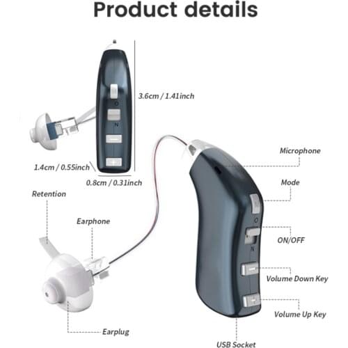 16 Channel Best Digital Hearing Aids Rechargeable Audifonos Sound Amplifier Professional Hearing Aid BTE Audifonos for Deafness