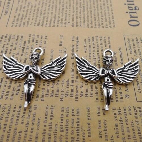 20pcs Angel Charms 40mm x 43mm DIY Jewelry Making Pendant antique silver color