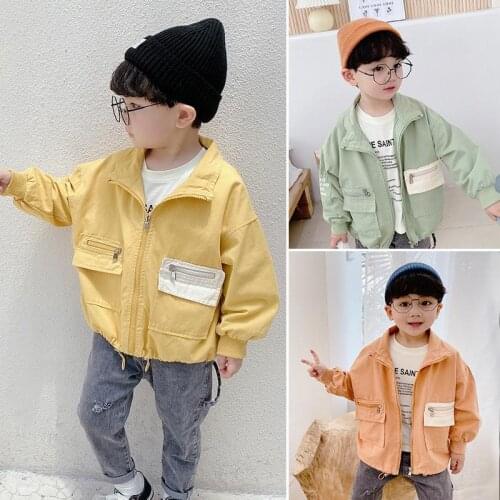 2021 Baby Boys Fashion Zipper Coat Jacket Kids Casual Jackets Overcoats Spring Fall Children Clothes
