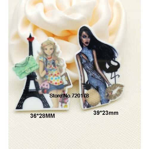 30pcs/50pcs mixed cartoon fashion Girl Movie Character plastic flat back planar resin cabochon DIY Craft Supplies STK53