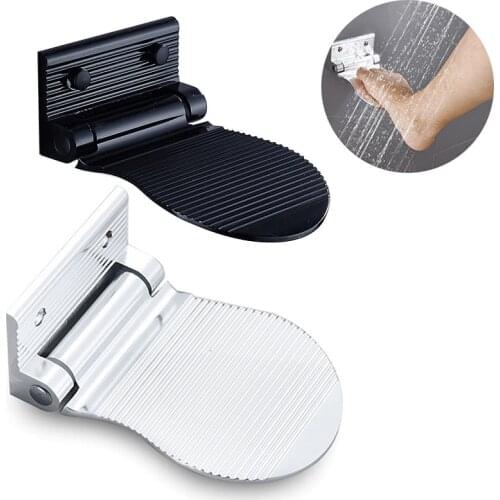 Aluminum Shower Foot Rest Bathroom Shower Footstool Pedestal Footrest Foldable AlHardware Pendant Wall Mounted Anti-slip Bath