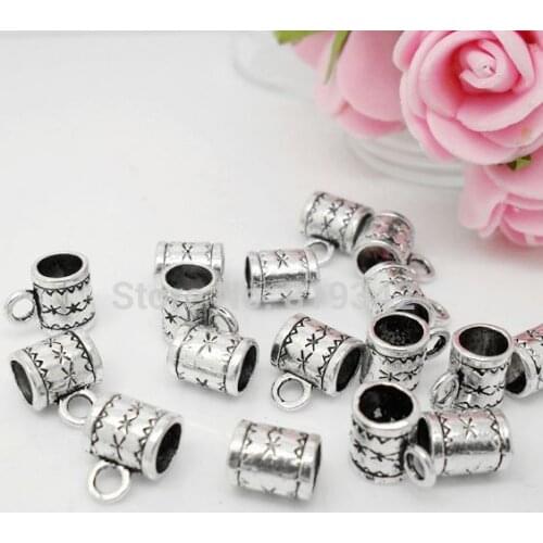 Free Shipping 100pcs/lot 8x6mm antique silver Cup Bail Beads Fits European Charm Bracelet Jewelry Findings J0491