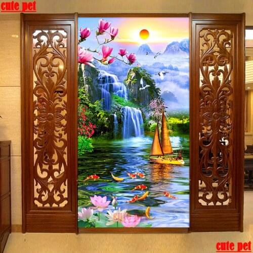 Large DIY Diamond Embroidery Landscape painting puzzle 5d Full diamond painting Rhinestone Cross Stitch Mosaic puzzle Decoration