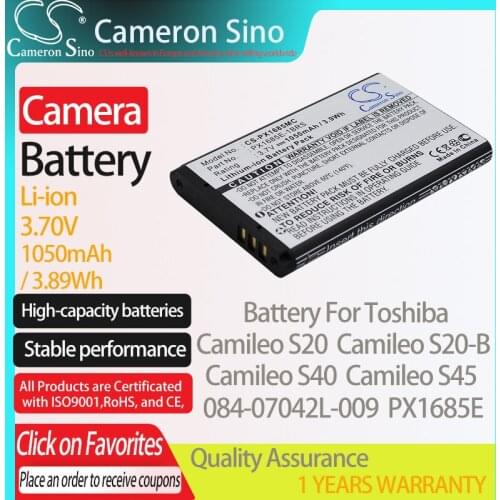 CameronSino Battery for Toshiba Camileo S20 S20-B S40 S45 fits Toshiba 084-07042L-009 084-07042L-029 Digital camera Batteries