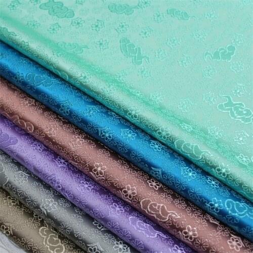 CF659 Solid Color Florals and Clouds Embroidery Jacquard Silk Brocade Fabric Chinese Dress Buddhism Clothes Chinese Costume