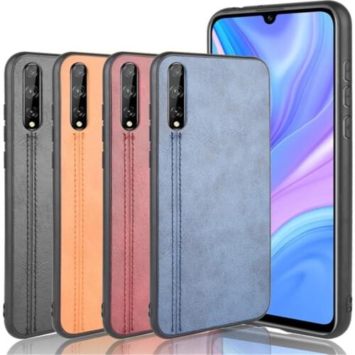 For Huawei P Smart S Case 6.3 inch Luxury Calfskin PU Leather lines Hard Back Cover Case For Huawei P SmartS PSmart Phone Case