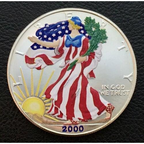 Color die casting engraving coin low price round american flag coins