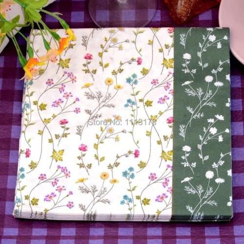 Floral colored napkins retro color printing paper towelsWedding party napkins Napkin Paper 60% Virgin Wood napkin free shipping