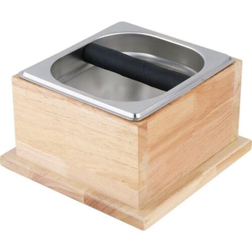Solid Wood Knock Box Stainless Steel Powder Box Coffee Grounds Bucket Coffee Maker Accessories Barista Gift
