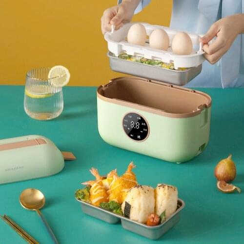 300W Electric Lunch Box Smart Rice Cooker Multi-cooker Heating Cooking Pot Stainless Steel Liner with Digital Display 1.2L