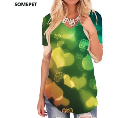 SOMEPET Love T Shirt Women Colorful Funny T shirts Graphics Tshirts Printed Psychedelic V-neck Tshirt Womens Clothing Fashion