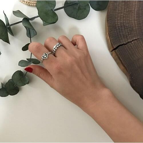 Solid 925 Sterling Silver Ring Cross Heart for Lady Trendy Stylish