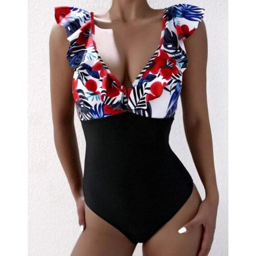Summer Print One-Piece Swimsuit Closed Female Swimwear Push Up Body Womens Swim Wear Bathing Suit Girls Beach Pool Bather 2021
