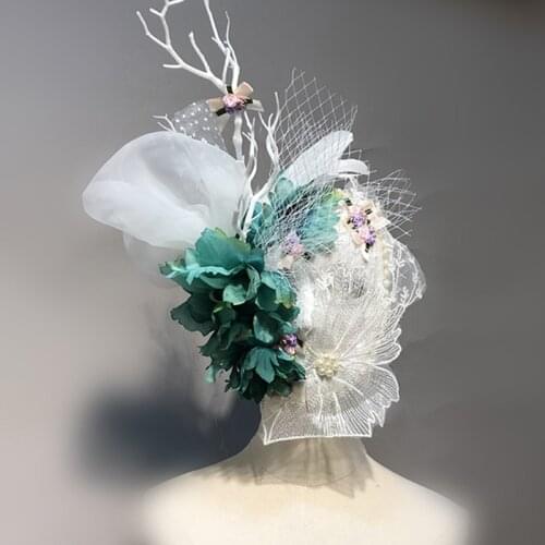 Bar Prom Party Mask Branch Flower Fashion Veil Masked Female Singer Stage Performance Props Accessories Halloween Cosplay Masks