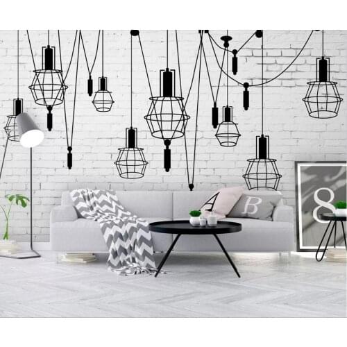 Custom 3D mural wallpaper retro nostalgia l brick wall chandelier cafe mural background wall decoration painting