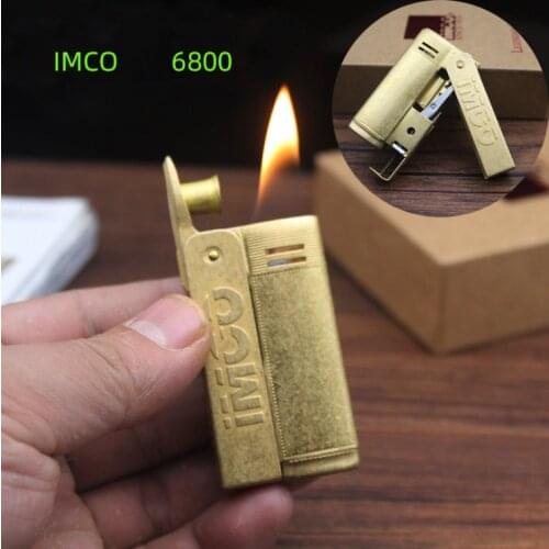 IMCO Lighter Kerosene Gasoline Original Copper Knurled Old-fashioned Wheel Trench Retro Shell Windproof