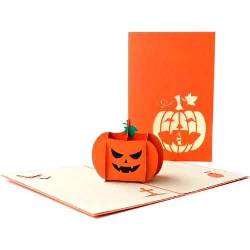 45BE Halloween Cards 3D Pop-Up Witch Ghost Pumpkin Greeting Card for Halloween Party