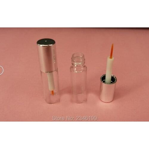 1.2ML 100pcs/lot DIY Empty Eyeliner Tube with Silver Cap, Sample Clear Eyeliner Refillable Tube, Mini Eye Glue Packing Tube