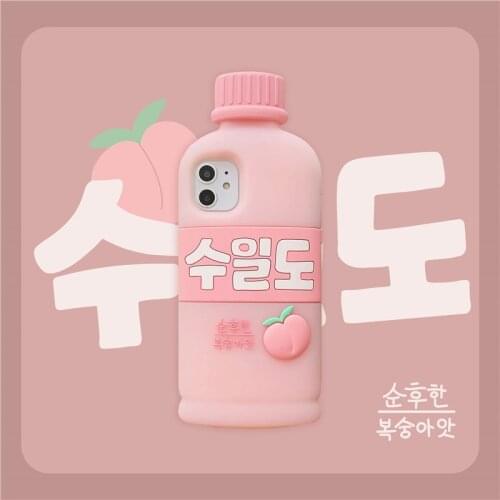 Cute pink peach water Drink bottle Phone case For HUAWEI Mate40 Mate30 P40 P30 Pro Nova 8 7 5 pro kid soft silicone Back Cover