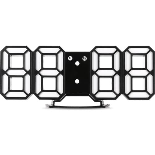 3D Modern Wall Clock Digital LED Table Clock Alarm Watch 24 Or 12 Hour Display Snooze Desk Digital Alarm Clock