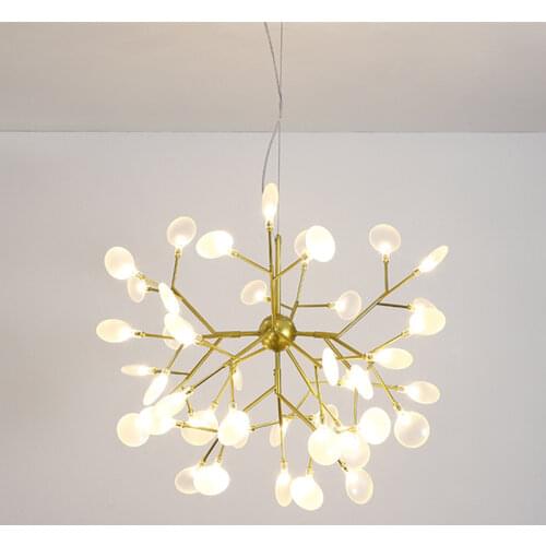 Modern LED Firefly Chandelier Hanging Lighting Fixture Pendant Light Glass Living Room Bedroom Indoor Gold Gray Decoration Lamp