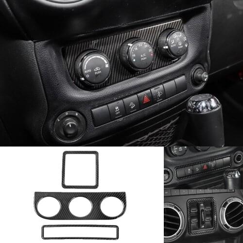 Carbon Fiber ABS Window Lift Air Condition Emergency Light Switch Decoration Cover for Jeep Wrangler JK 2011-2017 Accessories