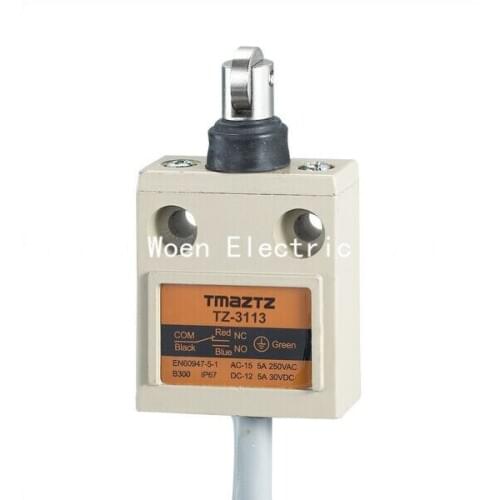 Tmaztz TZ-3113 IP67 4Wire Roller Lever Plunger Limit Switch SPDT NO+NC Copper wire 3M