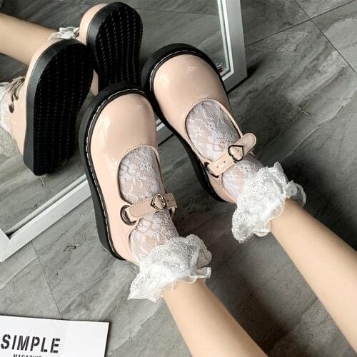 Spring Autumn Girls Lolita Shoes Patent Leather Women Mary Janes Shoes Platform Woman Flats Round Toe Ladies Shoes Black N7768G
