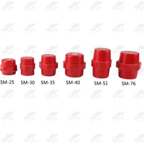 5PCS Diameter 6mm Red Resin Enhanced Water Resistant Busbar Support Insulator SM-25 SM25
