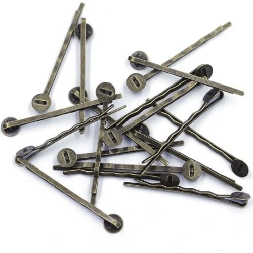 50Pcs Hair Clips With Pad Barrettes Hairclip Bronze Tone Bobby Alloy Pins Jewelry Diy Findings 5cm