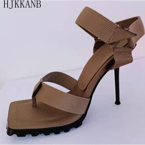 2021 Summer New Clip Toe High Heel Sandals Women Solid Color Black Dress Shoes Fashion Cloth Sandalias Sexy Party Banquet Shoes